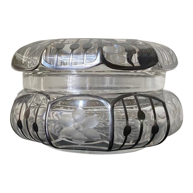 Jewelry Box With Silver Overlay by Heisey, Early 20th Century For Sale