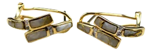 The Pauldens: Ladies 14K Earrings set with 24K Gold in Quartz, 2 Pieces