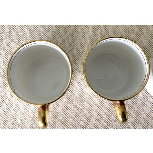 Vintage Aynsley Empress Gold Embossed Trim Demitasse Cup & Saucer Set, England- 8 Pieces For Sale In San Diego - Image 6 of 10