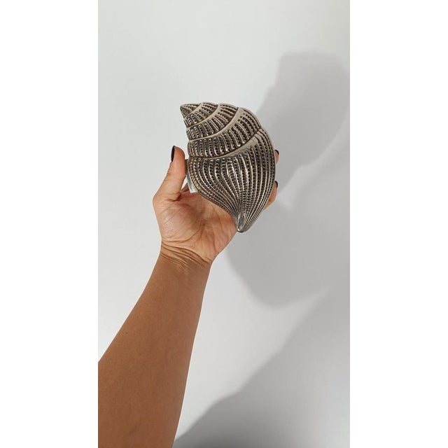Vintage Triton Trumpet Shell Shaped Silver-Plated Metal Trinket Case Box, 1970s For Sale - Image 4 of 18