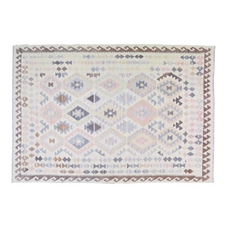 Afghan Tribal Natural Color Hand Made Organic Wool Maimana Kilim,5'10"x8'5" For Sale