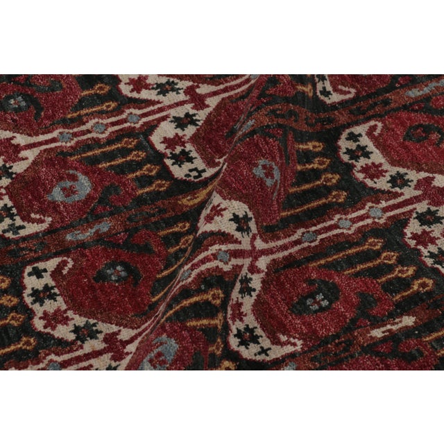 Textile Rug & Kilim’s Ersari-Inspired Rug With Coral Red Boteh Paisley Patterns For Sale - Image 7 of 8