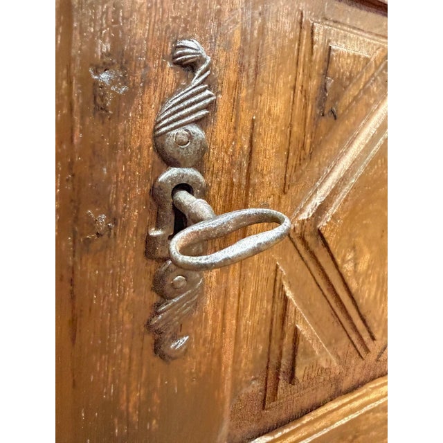 Wood High Renaissance Paneled Bonnetière in Oak For Sale - Image 7 of 8