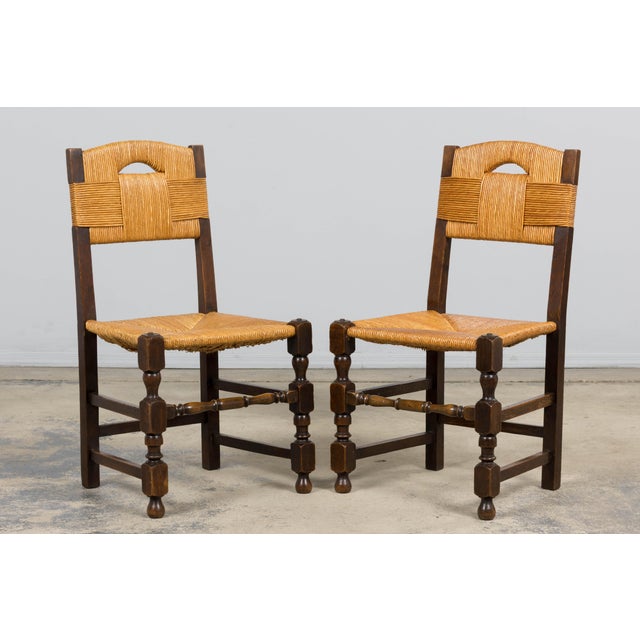 Antique French Provincial Oak Rush Seat Dining Chairs - Set of 6 For Sale In New York - Image 6 of 18