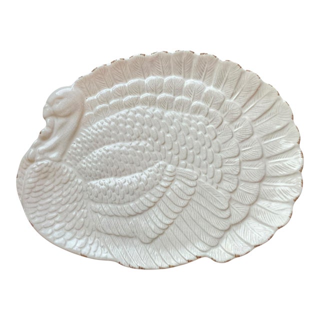 Pottery Barn White Stoneware Rustic Turkey Platter Large 18” For Sale