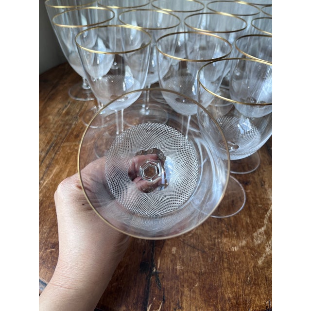 Late 20th Century Moser Royal 24-Karat Gold Trim Red Wine Glasses 6.3" Height - Set of 18 For Sale - Image 9 of 12