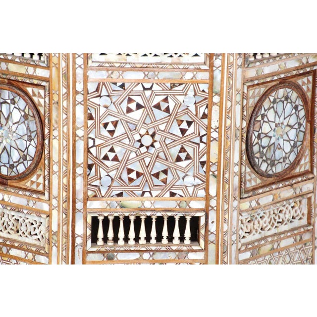 Pair of Large Antique Ottoman Moorish Abalone, Mother-of-Pearl and Bone Inlaid Pedestals, Circa 1880 For Sale - Image 11 of 13