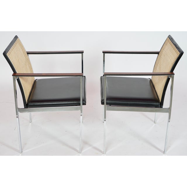 Vintage Paul McCobb for Lane Cane-Back Dining Chairs in Rosewood & Chrome & Newly Caned Backs - Set of 6 For Sale - Image 10 of 14