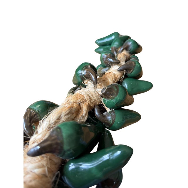 Vintage Handcrafted 26 Green Chili Pepper Ceramic Ristra Spanich For Sale - Image 10 of 10