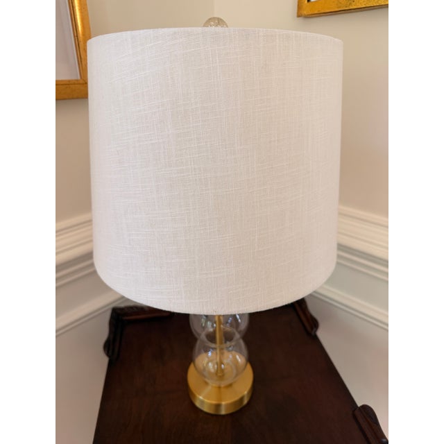 Late 20th Century Jonathan Y Glass Triple Globe Table Lamp With Linen Drum Shade For Sale - Image 9 of 10