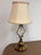 Late 20th Century Lyre Form Brass Tone Table Lamp, Vintage For Sale - Image 5 of 12
