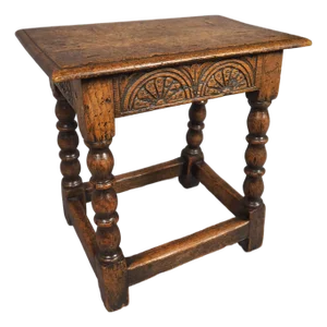 Antique 17th Century English Joint Stool With Arcading Motifs