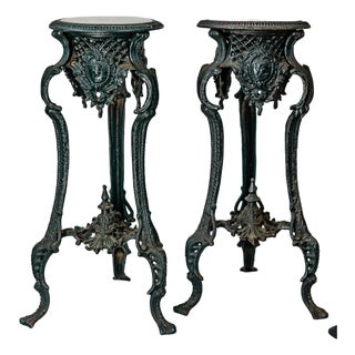 Antique Victorian Cast Iron and Marble Tables For Sale