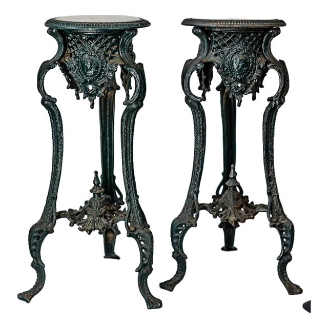 Antique Victorian Cast Iron and Marble Tables For Sale
