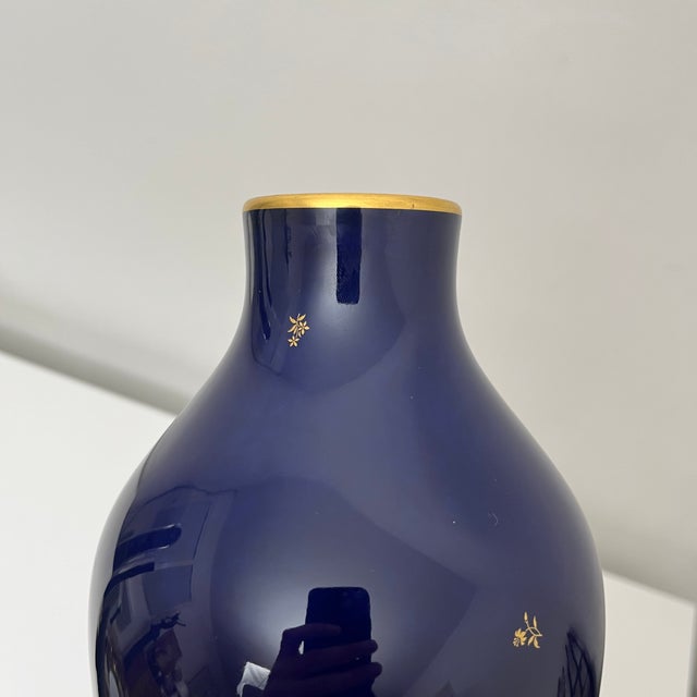 Cobalt Blue Porcelain Vase from Nationale De Sevres, France, 1960 For Sale - Image 3 of 17