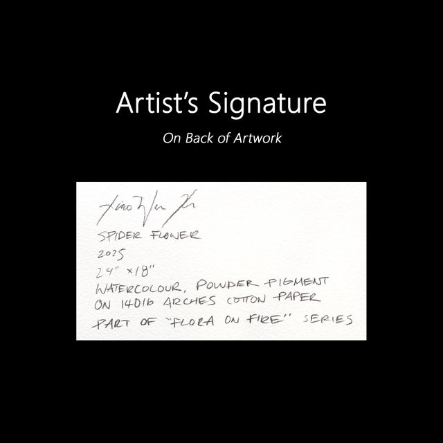 Paper Spider Flower - Dramatic Abstract Pink Botanical Floral Still Life Painting For Sale - Image 7 of 7