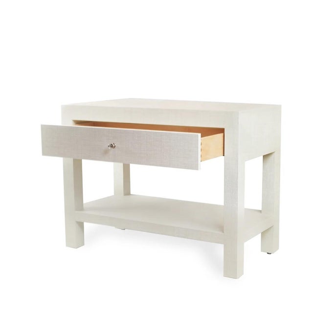 This Custom Contemporary Linen Wrapped Nightstands, Pair of offers a refined balance of texture and simplicity, perfect...