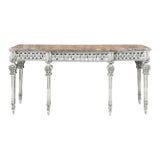 Grand Neoclassical Italian Painted and Carved Wood Console With Marble Top ~ Louis XVI Style For Sale