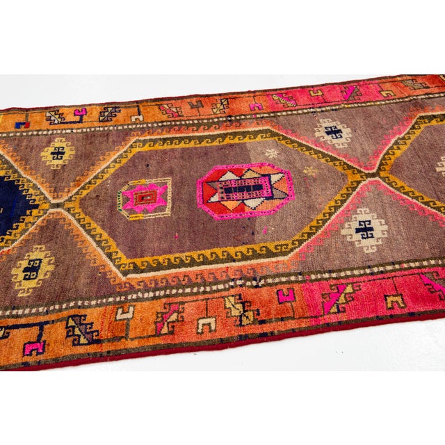 Vintage Tribal Persian Kilim Runner - Handmade Geometric Wool Rug For Sale In New York - Image 6 of 10