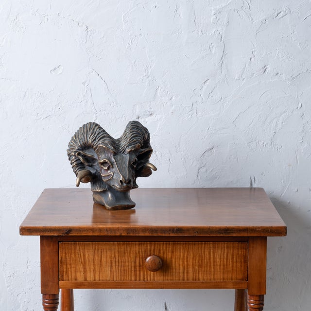 Mid 20th Century A Bronze Ram's Head, 20th Century For Sale - Image 5 of 14