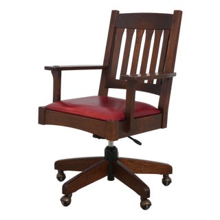 Stickley Mission Oak Leather Office Chair For Sale