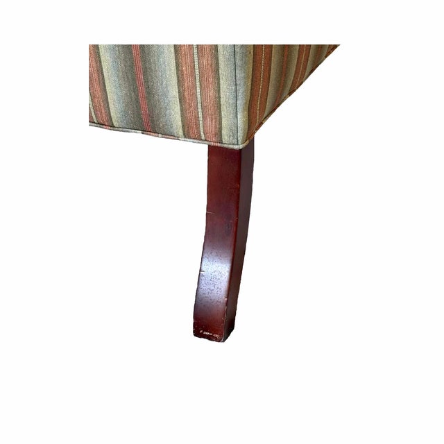 Pair of Vintage Queen Anne Style Wingback Club Chairs With Striped Upholstery For Sale In Greensboro - Image 6 of 7