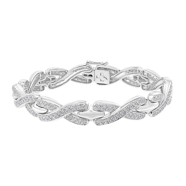 4.5 Carat Diamond Bracelet in 18 Karat White Gold, 38 Grams, Estate For Sale - Image 9 of 18