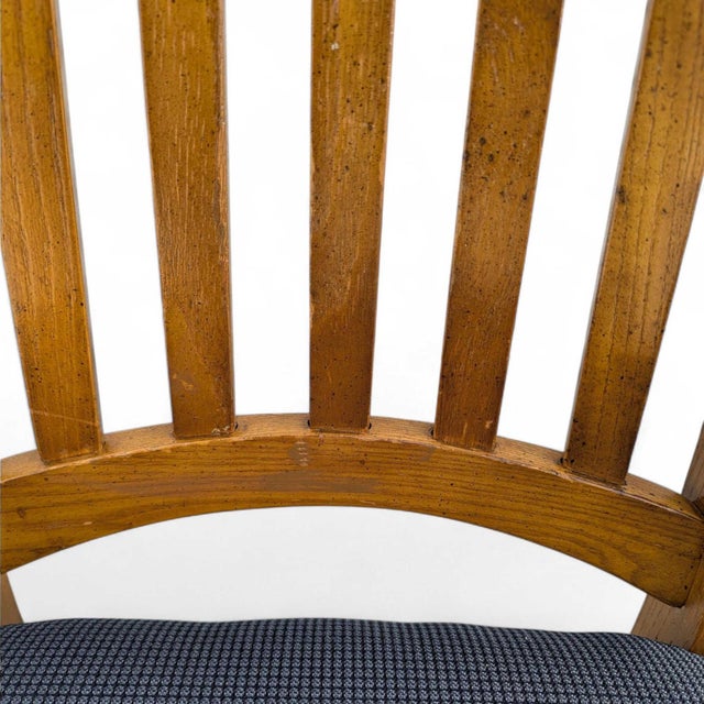 Set of Six Restored Mid-Century Oak Slat-Back Dining Chairs, Walnut For Sale - Image 10 of 18