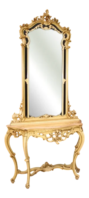 Louis XV Italian Console with Mirror, 1960s, Set of 2