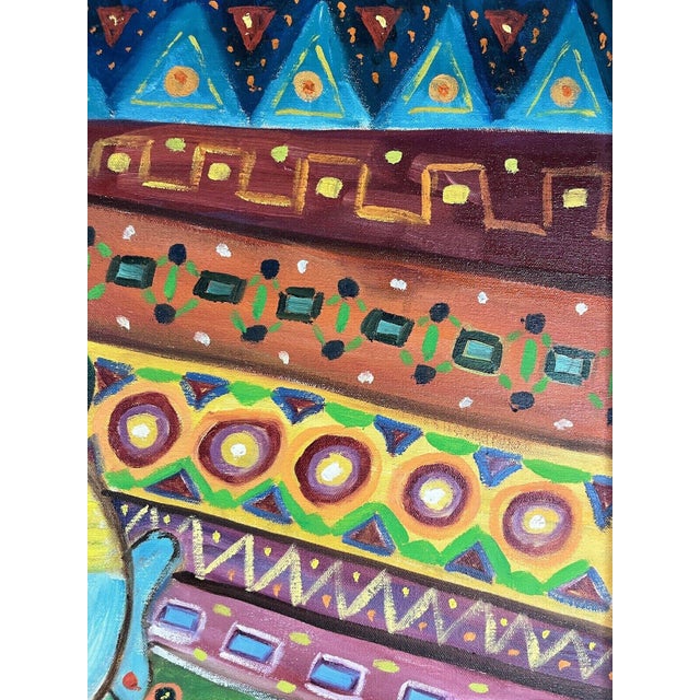 Signed Cho Vintage Alice in Wonderland Style Painting Abstract Expressionism For Sale - Image 4 of 6
