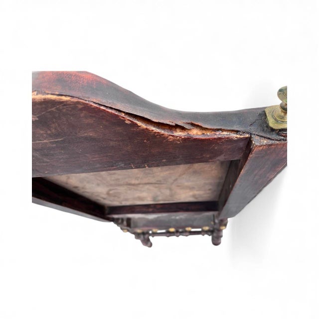 Six - 18th Century Portuguese Carved Walnut Chairs With Brass Finial Toppers and Brass Studs For Sale - Image 11 of 12