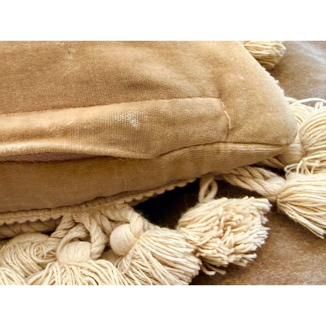 Beige ‘French Aubusson-Style’ Tapestry Cushion/Pillow With Wool Needlepoint Botanical Design and Solid Cotton Velvet Zippered Back by Chelsea Textiles For Sale - Image 8 of 12