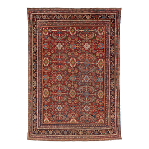 Red Vintage Persian Mahal Wool Rug – Authentic Hand-Knotted Large Scale Floral