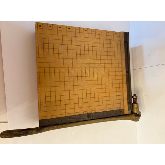 Industrial Vintage Ingento Paper Cutter For Sale - Image 3 of 6
