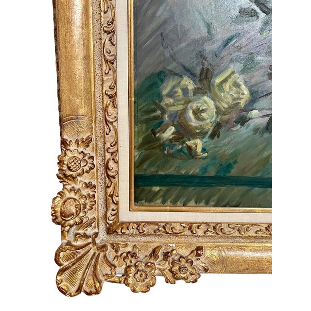 Jean Chaleye, Large Post Impressionist Oil Painting Jean Chaleye, Rose Bouquet Findlay Gallery For Sale - Image 11 of 13
