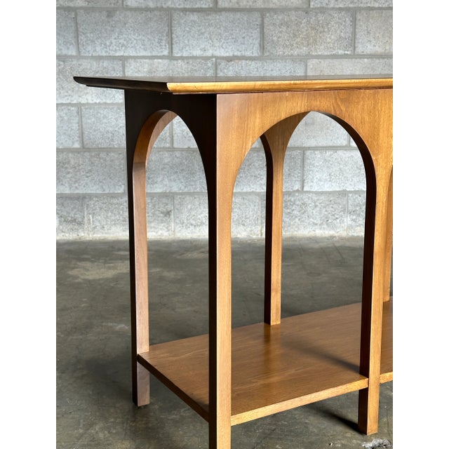 Wood 1950s t.h. Robsjohn-Gibbings Arch Coliseum Console Table for Widdicomb For Sale - Image 7 of 12