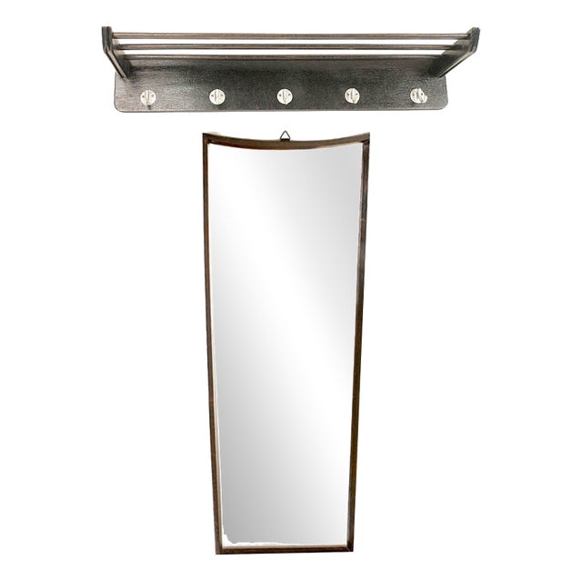 Vintage Coat Rack and Mirror, 1960s, Set of 2 For Sale