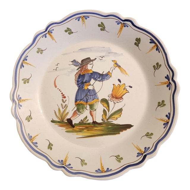 18th Century French Nevers Polychrome Tin-Glazed Faience Plate For Sale