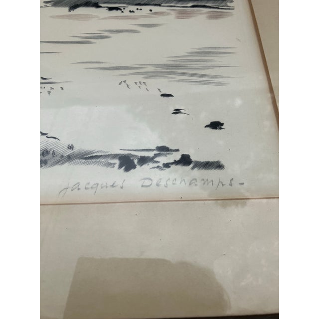 1970’s Original Jacques Deschamps Colored Etching “Maree Basse” Signed & Numbered Seascape For Sale - Image 4 of 7