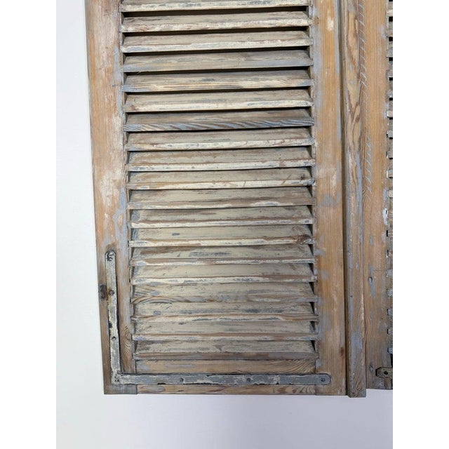 19th Century Antique French Provincial Distressed Wood Shutters, Pair For Sale - Image 15 of 15