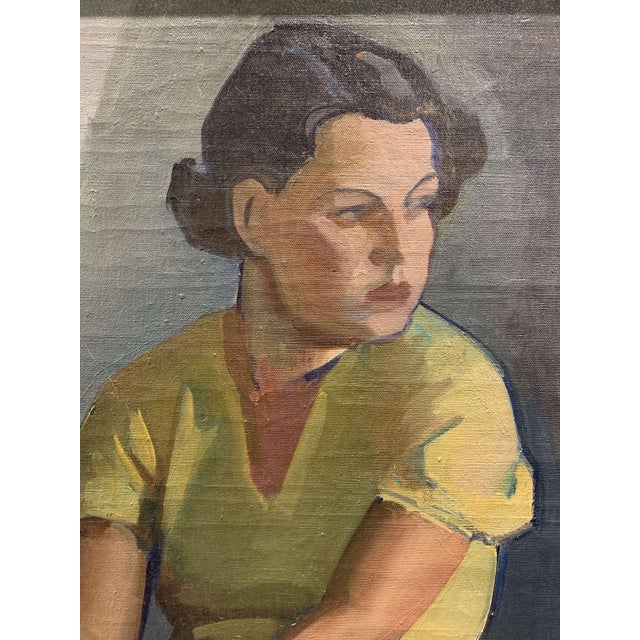 Modern Finnish Artist, Young Woman in a Yellow Dress, 1930s, Oil on Canvas, Framed For Sale - Image 3 of 13