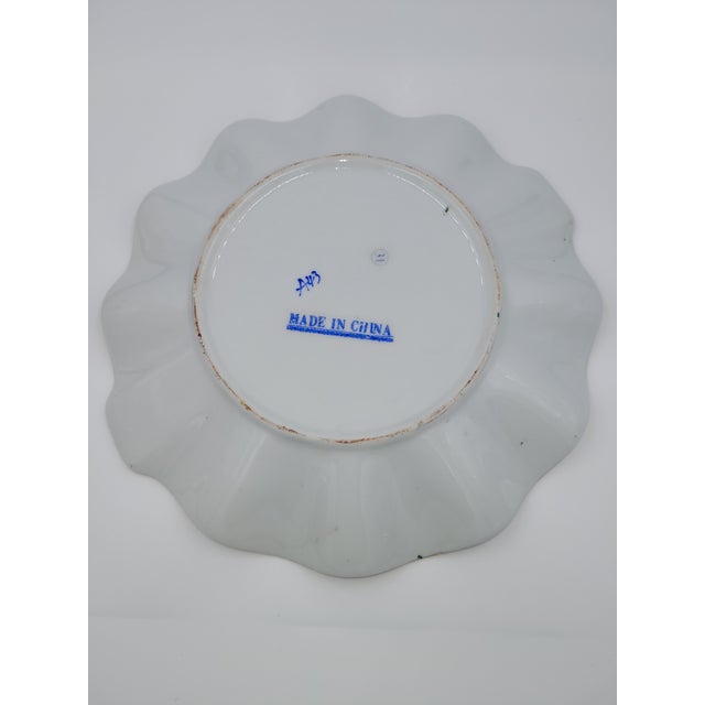 Mid 20th Century Chinese Fruit & Butterfly Porcelain Scalloped Edge Decorative Plate For Sale - Image 4 of 5