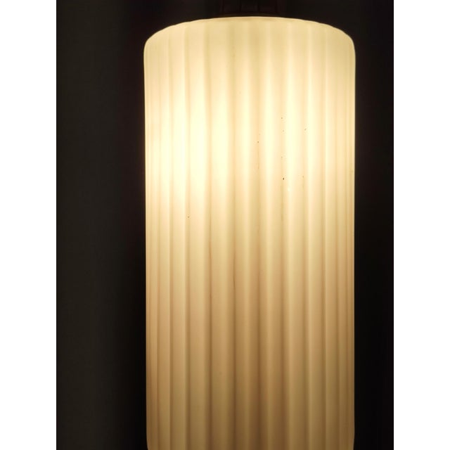 1960s Vintage Pendant Light in Opaline Glass, Teak & Brass, Italy, 1960s For Sale - Image 5 of 10