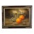 Antique Signed Oil on Board Still Life Painting of Oranges & Grapes; Wood Frame With Carved Details For Sale