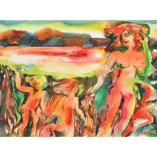 Malda Muizule, Nude Summer, 1971, Watercolor For Sale
