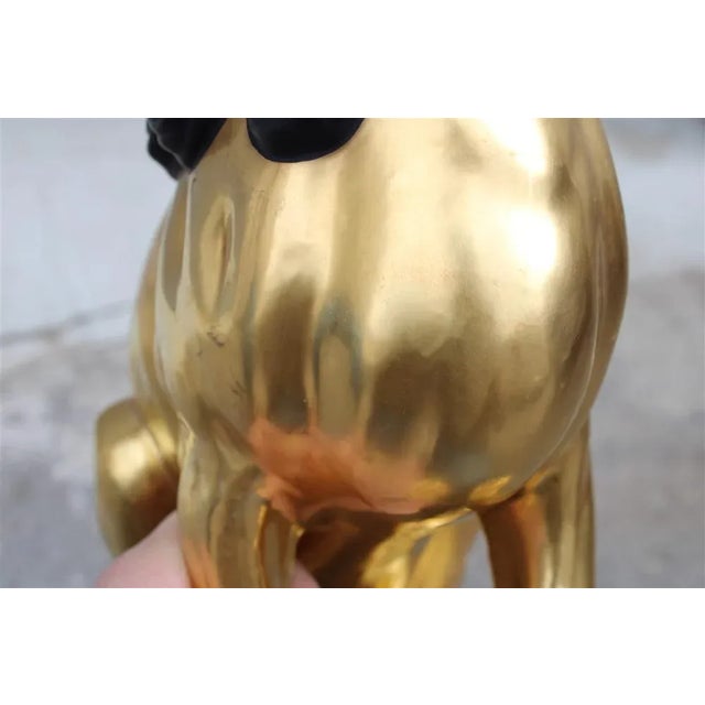 Black Florentine Porcelain 24kt Gold Chinese Lion, 1970 For Sale - Image 8 of 11