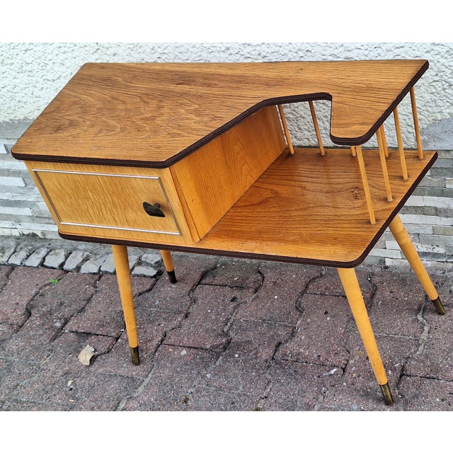Mid-Century Modern Mid-Century Modern Asymmetrical German Console Table in Birch and Elm, 1960s For Sale - Image 3 of 7