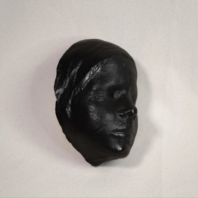 Contemporary Studio Pottery Black Ceramic Detailed Face Sculpture For Sale - Image 3 of 12