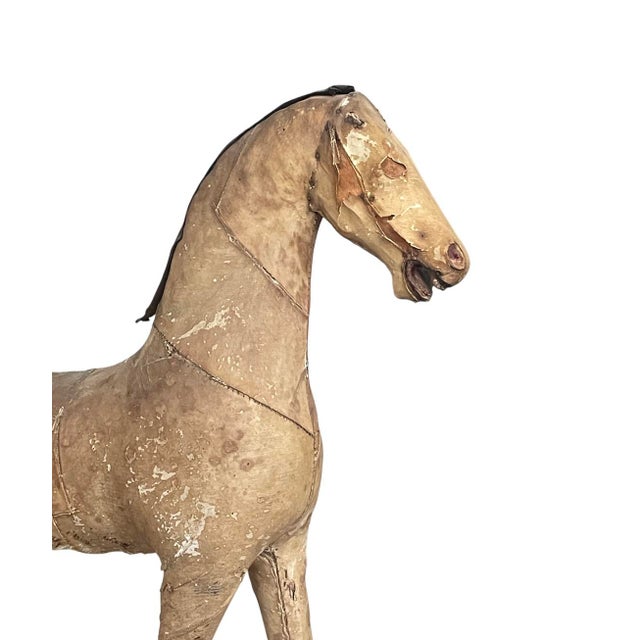 Decorative 19th-Century Carved Wooden Horse on Platform For Sale - Image 4 of 13