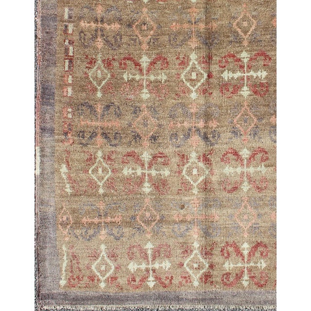 Tribal Vintage Turkish Carpet With All-Over Design Set on Light Taupe Field 3'9"x5'10" For Sale - Image 3 of 6